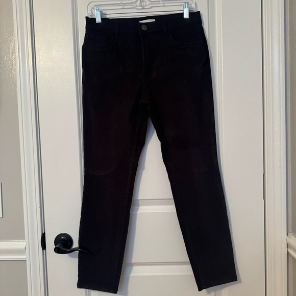 LOFT Straight Leg Black Suede Pants - Picture 1 of 5